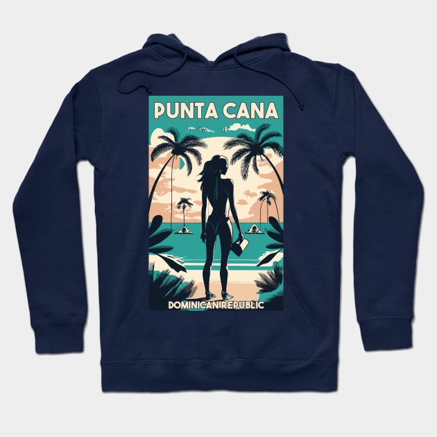 A Vintage Travel Art of Punta Cana - Dominican Republic Hoodie by goodoldvintage